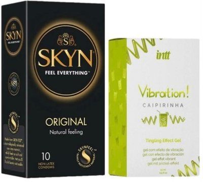 Набор из SKYN Original (10 шт) + Жидкий вибратор Intt Vibration Caipirinha (15 мл) SOS9895 фото
