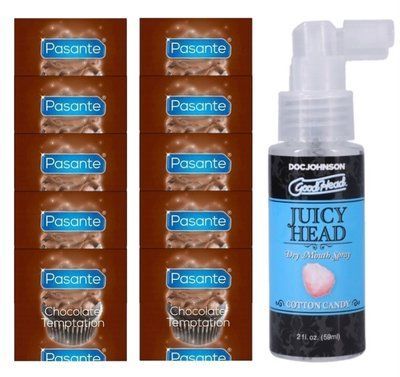 Pasante Chocolate Temptation 10 шт + Doc Johnson GoodHead &ndash; Juicy Head Cotton Candy (59 мл) SOS14007 фото