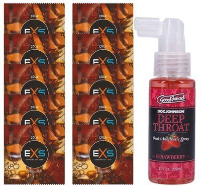 EXS CRAZY COLA 10 шт + Doc Johnson DeepThroat Spray &ndash; Sweet Strawberry (59 мл) SOS14107 фото