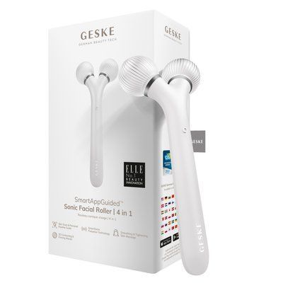 Електронний ультразвуковий ролик для обличчя GESKE Sonic Facial Roller 4в1 white HB0183 фото
