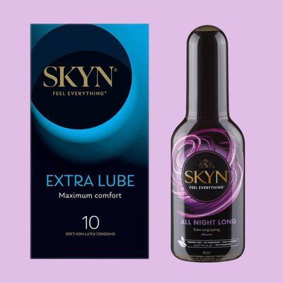 Комплект Skyn Extra Lube 10 шт + Лубрикант SKYN All Night Long 80 мл SOS4468 фото