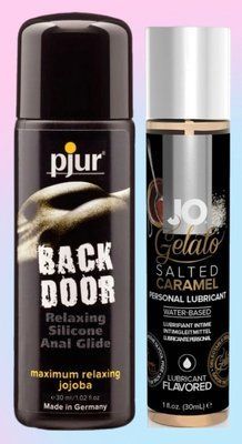Набір лубрикантів pjur backdoor anal Relaxing jojoba silicone 30 мл + System JO Salted Caramel (30 мл) LB744 фото