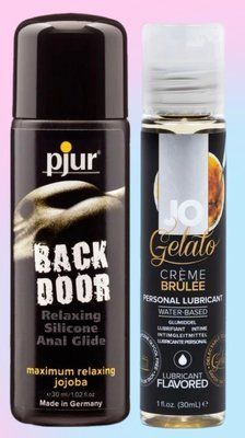 Набір лубрикантів pjur backdoor anal Relaxing jojoba silicone 30 мл + System JO CremeBrulee (30 мл) LB694 фото