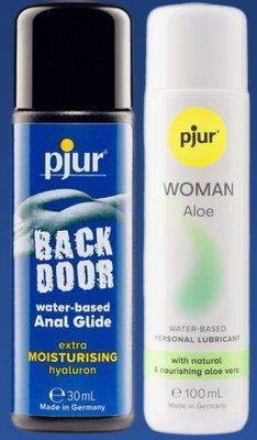 Набір лубрикантів pjur backdoor Comfort water glide 30 мл + pjur Woman Aloe 100 мл LB346 фото