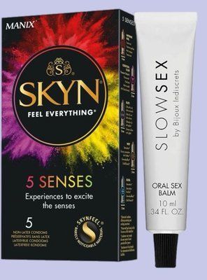Комплект SKYN 5 Senses + Стимулювальний бальзам Bijoux Indiscrets Slow Sex Oral sex balm SOS5454 фото