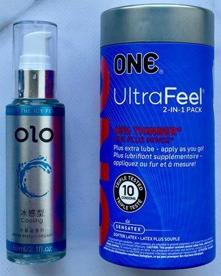 Набір ONE UltraFeel 2-in-1 10 шт - Лубрикант охолоджуючий OLO 60 мл SOS3288 фото