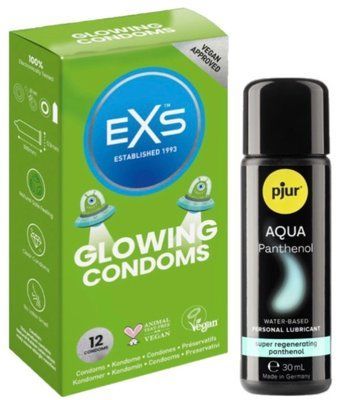 Комплект EXS Glowing 12 шт + Pjur Aqua Panthenol 30 мл SOS13607 фото