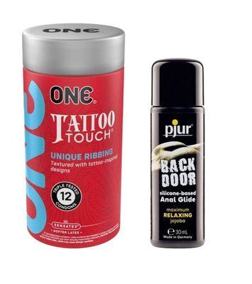 ONE Tattoo Touch Pack &ndash; 12 шт + pjur Backdoor Anal Relaxing Jojoba Silicone 30мл. SOS6360 фото