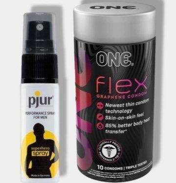 ONE Flex Graphene, 10 шт - Пролонгатор pjur Superhero Spray 20 мл SOS6060 фото