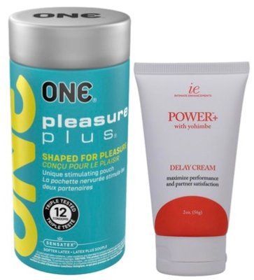 Набор из ONE Pleasure Plus 12 шт + Пролонгатор Doc Johnson Power+ с Yohimbe Delay Cream For Men 56 г SOS9536 фото