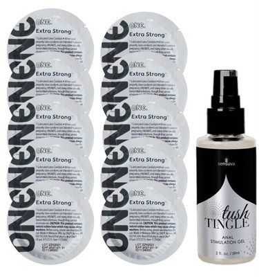 Комплект ONE Extra Strong 10 шт + Sensuva Tush Tingle (50 мл) SOS14158 фото
