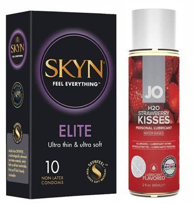 Набір SKYN Elite 10 шт та Лубрикант System JO H2O &mdash; STRAWBERRY KISS 60 ml SOS161 фото