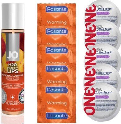 набір 10 шт Pasante + ONE + System JO H2O Peachy Lips (30 мл) SOS4633 фото