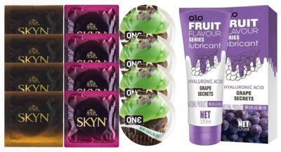 Комплект: Лубрикант OLO со вкусом винограда (120 мл) + 8 шт. SKYN + 4 шт. ONE Mint Chocolate SOS10650 фото