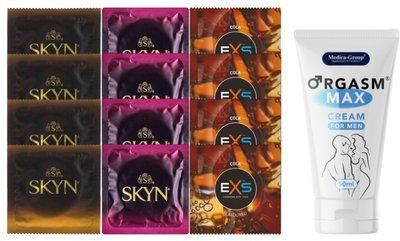Комплект: Пролонгатор Medica-Group Orgasm Max 50 мл + 8 шт SKYN + 4 шт EXS Crazy Cola SOS10950 фото