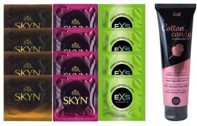 Комплект: Лубрикант Intt Cotton Candy (100мл) +8 шт. SKYN+4 шт. EXS EXTREME SOS10448 фото