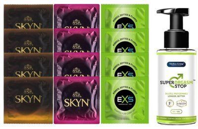 Комплект: Пролонгатор Super Orgasm Stop Гель (150 мл) + 8 шт. SKYN + 4 шт. EXS EXTREME 3 в 1 SOS10800 фото