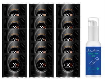 Комплект EXS Black Latex 15 шт + Loveline Erection Gel (50 мл) SOS14606 фото