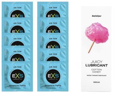 Набір: EXS Air Thin 10 шт. + Лубрикант Satisfyer Cotton Candy 300 мл SOS11199 фото