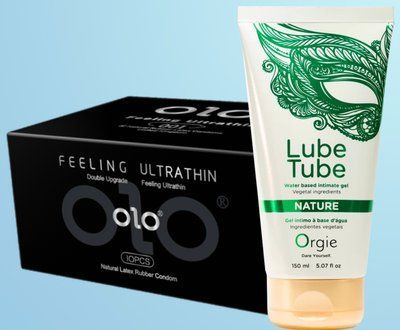 Набір OLO - ультратонкі -001 ( 10 штук) + Лубрикант LUBE TUBE NATURE, 150 мл ORGIE SOS4499 фото