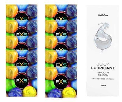 Комплект: EXS BUBBLEGUM 10 шт. + Лубрикант Satisfyer Smooth Silicon 150 мл SOS11453 фото