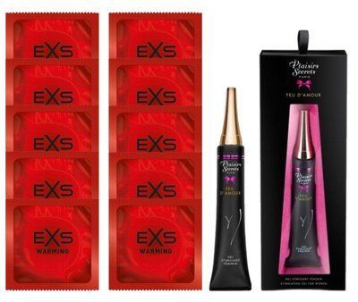 Комплект EXS Warming 10 шт + Plaisirs Secrets Feu d&rsquo;Amour 30 мл SOS14309 фото