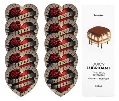 Комплект Pasante Heart 10шт. + Лубрикант Satisfyer Juicy Lubricant Tasteful Tiramisu 300 мл SOS11555 фото