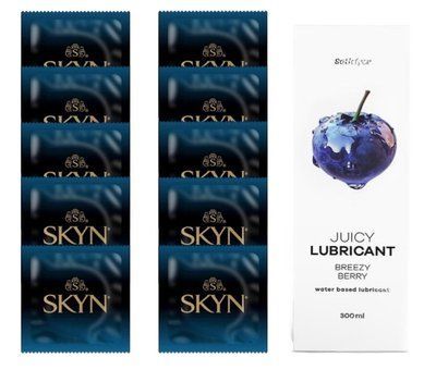 Комплект SKYN Extra Lube 10 шт. + Лубрикант Satisfyer Juicy Lubricant Breezy Berry 300 мл SOS12557 фото