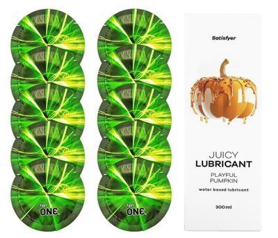 Комплект One Glowing 10 шт. + Лубрикант Satisfyer Juicy Lubricant Playful Pumpkin (300 мл) SOS12205 фото