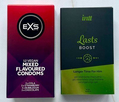 Набір EXS Mixed Flavoured 12 шт - Пролонгатор для чоловіків Intt Lasts (15 мл) SOS3638 фото