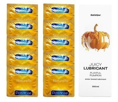 Набір: Pasante Naturelle 10 шт. + Лубрикант Satisfyer Playful Pumpkin (300 мл) SOS12055 фото