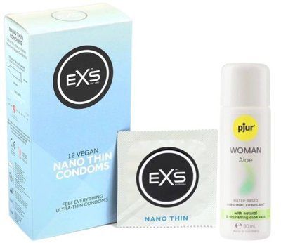 Набір EXS NANO Thin (12 шт) + pjur Woman Aloe 30 мл SOS13507 фото