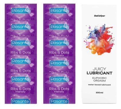Комплект Pasante Intensity 10шт. + Лубрикант Satisfyer Juicy Lubricant Euphoric Orgasm 300 мл SOS11605 фото