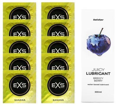 Набір: EXS Banana 10 шт. + Лубрикант Satisfyer Breezy Berry 300 мл SOS11350 фото