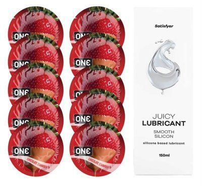 ONE Chocolate Strawberry 10 шт. + Лубрикант Satisfyer Smooth Silicon 150 мл SOS12455 фото