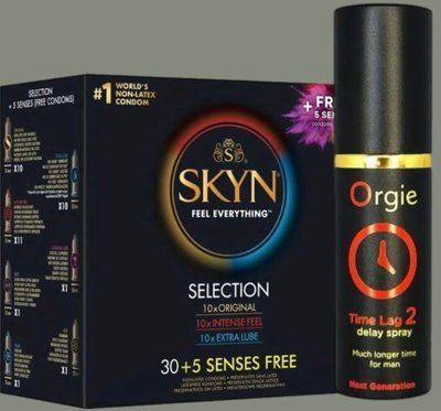 SKYN 35 Selection 35 шт + Orgie Time Lag 2 Delay Spray, 10 мл SOS4975 фото