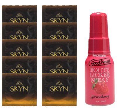 Комплект SKYN Passion Daiquiri 10 шт + Doc Johnson GoodHead Booty Licker Spray Strawberry (29 мл) SOS13657 фото