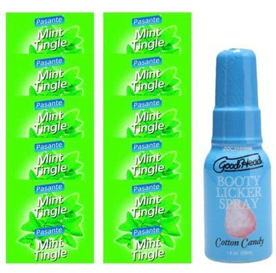 Комплект Pasante Mint Tingle 10 шт + Doc Johnson GoodHead Booty Licker Spray Cotton Candy (29 мл) SOS13908 фото
