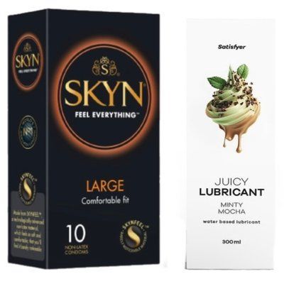Набор Лубрикант Satisfyer Minty Mocha 300мл + SKYN Large 10 шт. SOS12807 фото
