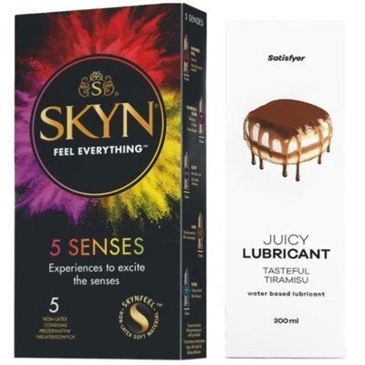 Комплект Лубрикант Satisfyer Tasteful Tiramisu 300 мл + SKYN 5 Senses SOS12857 фото