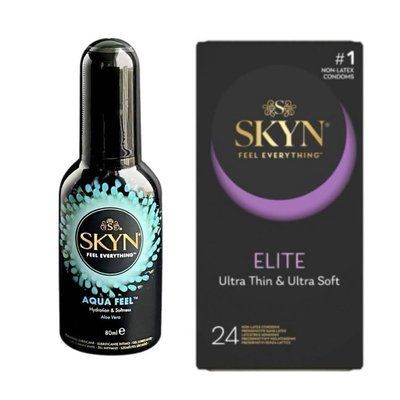Набір Skyn Elite 24 шт + Лубрикант Skyn Aqua Feel 80 мл SOS4337 фото