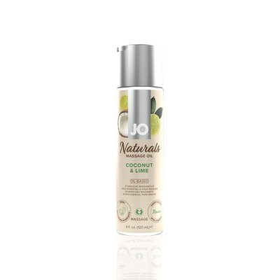 Масажна олія System JO – Naturals Massage Oil – Coconut & Lime з натуральними ефірними оліями (120 мл) SO6164 фото