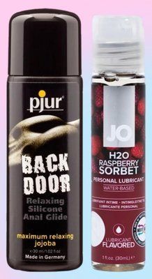 Набір лубрикантів pjur backdoor anal Relaxing jojoba silicone 30 мл + System JO Raspberry Sorbet (30 мл) LB695 фото