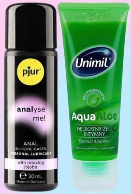 Набір лубрикантів pjur analyse me! Relaxing jojoba silicone 30 мл + Лубрикант Unimil Aloe 80 мл LB645 фото