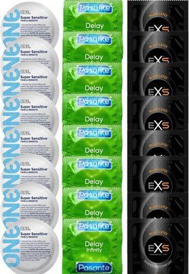 Набір 24 шт ONE Super Sensitive + Delay Infinity + EXS Black Latex SOS7392 фото