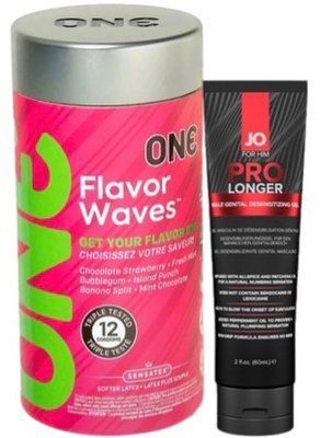 Набор из 12 шт ONE Flavor Waves + Пролонгатор System JO Prolonger Gel (60 мл) SOS9337 фото