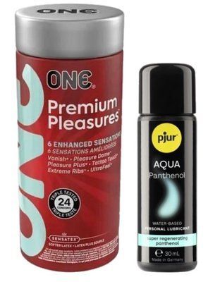 Набор ONE Premium Pleasures 24 шт. + Лубрикант Pjur Aqua Panthenol 30 мл. SOS13008 фото
