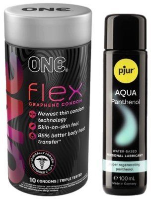 Комплект ONE Flex Graphene 10 штук + Pjur Aqua Panthenol 100 мл SOS12958 фото