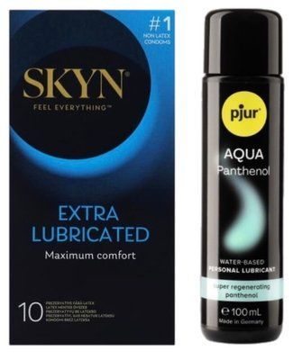 Комплект Skyn ​​Exstra Lube 10 шт + pjur Aqua Panthenol 100 мл SOS13308 фото