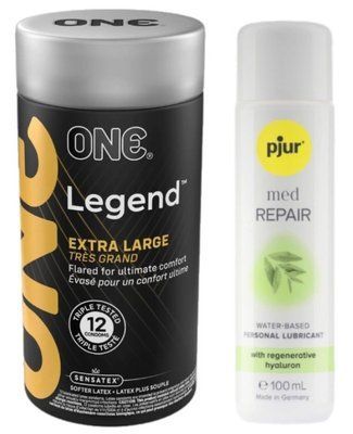 Набор ONE Legend Extra Large 12 шт + Pjur MED Repair Glide 100 мл SOS13108 фото